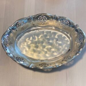 Elegant Vintage Pierced WMF Ikora Brushed Silverplated Oval Serving Tray